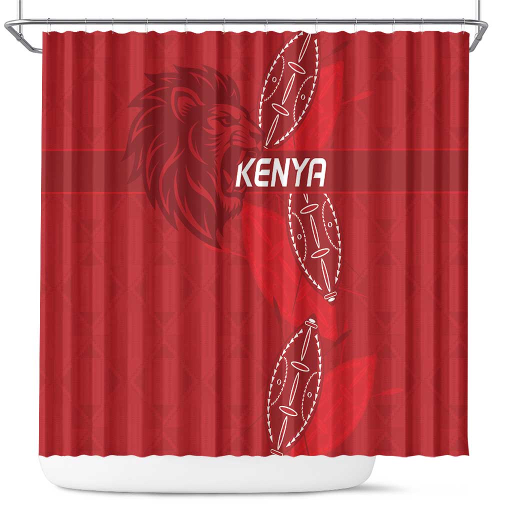 Kenya Rugby Shower Curtain Go Champions Simbas - Red Color