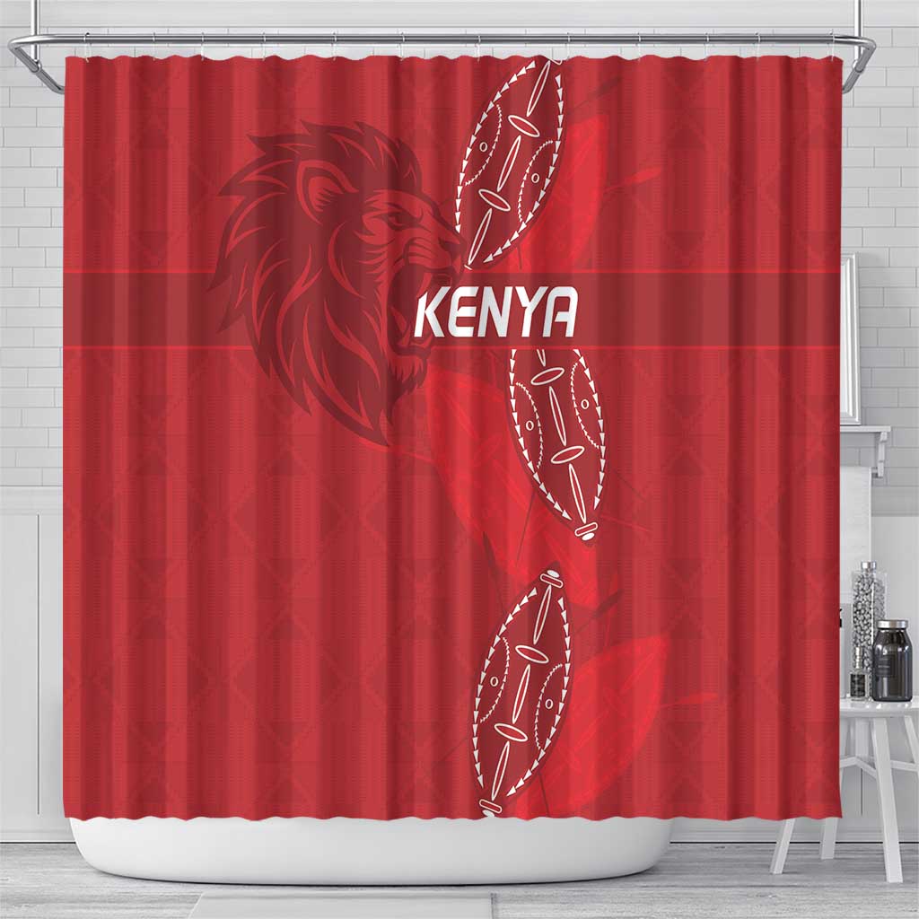 Kenya Rugby Shower Curtain Go Champions Simbas - Red Color