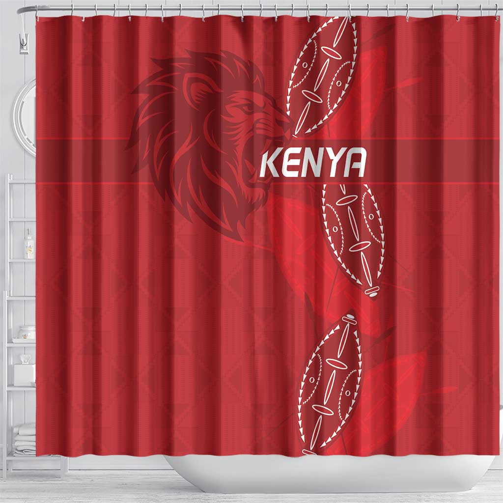 Kenya Rugby Shower Curtain Go Champions Simbas - Red Color