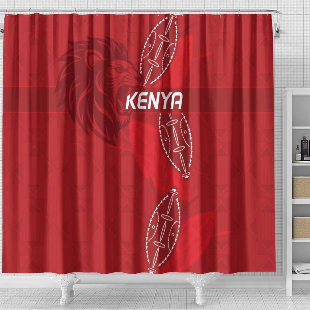Kenya Rugby Shower Curtain Go Champions Simbas - Red Color