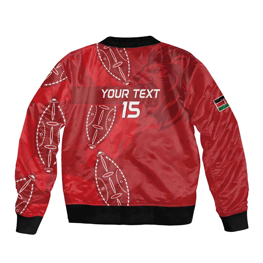 Kenya Rugby Custom Sleeve Zip Bomber Jacket Go Champions Simbas - Red Color