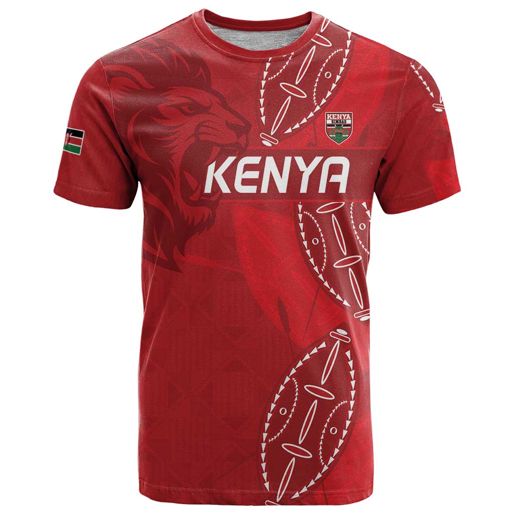 Kenya Rugby Custom T Shirt Go Champions Simbas - Red Color
