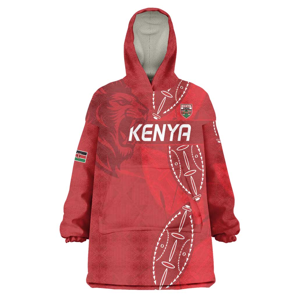 Kenya Rugby Custom Wearable Blanket Hoodie Go Champions Simbas - Red Color