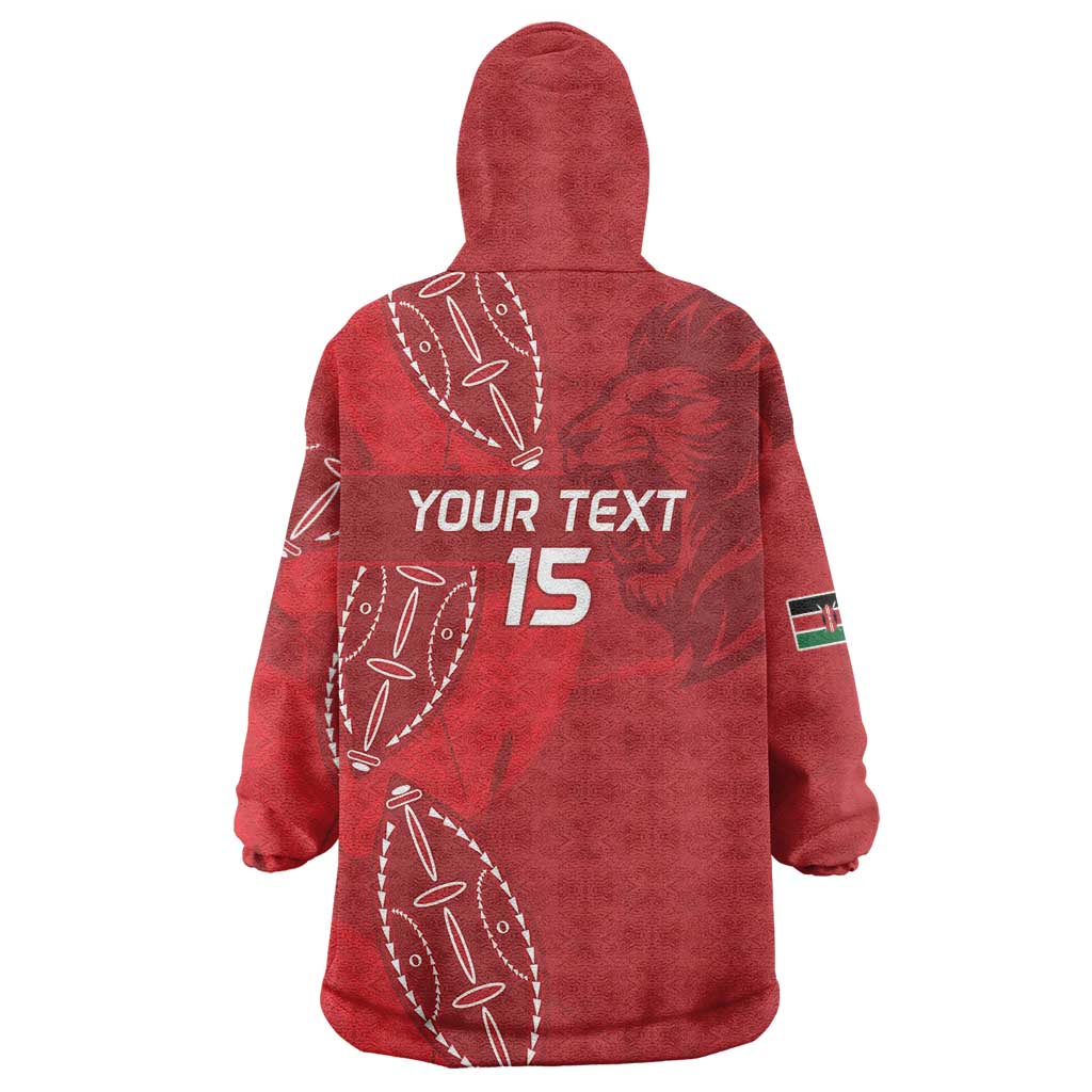 Kenya Rugby Custom Wearable Blanket Hoodie Go Champions Simbas - Red Color