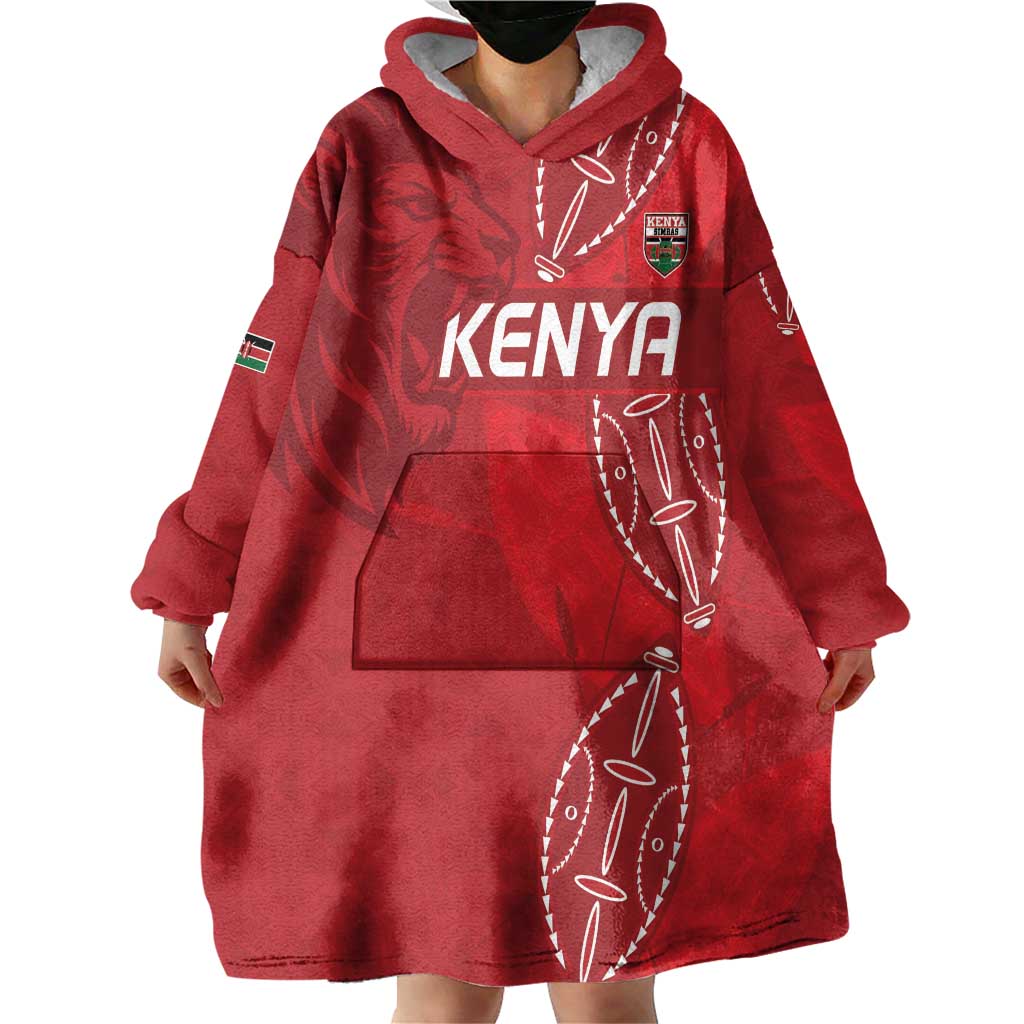Kenya Rugby Custom Wearable Blanket Hoodie Go Champions Simbas - Red Color