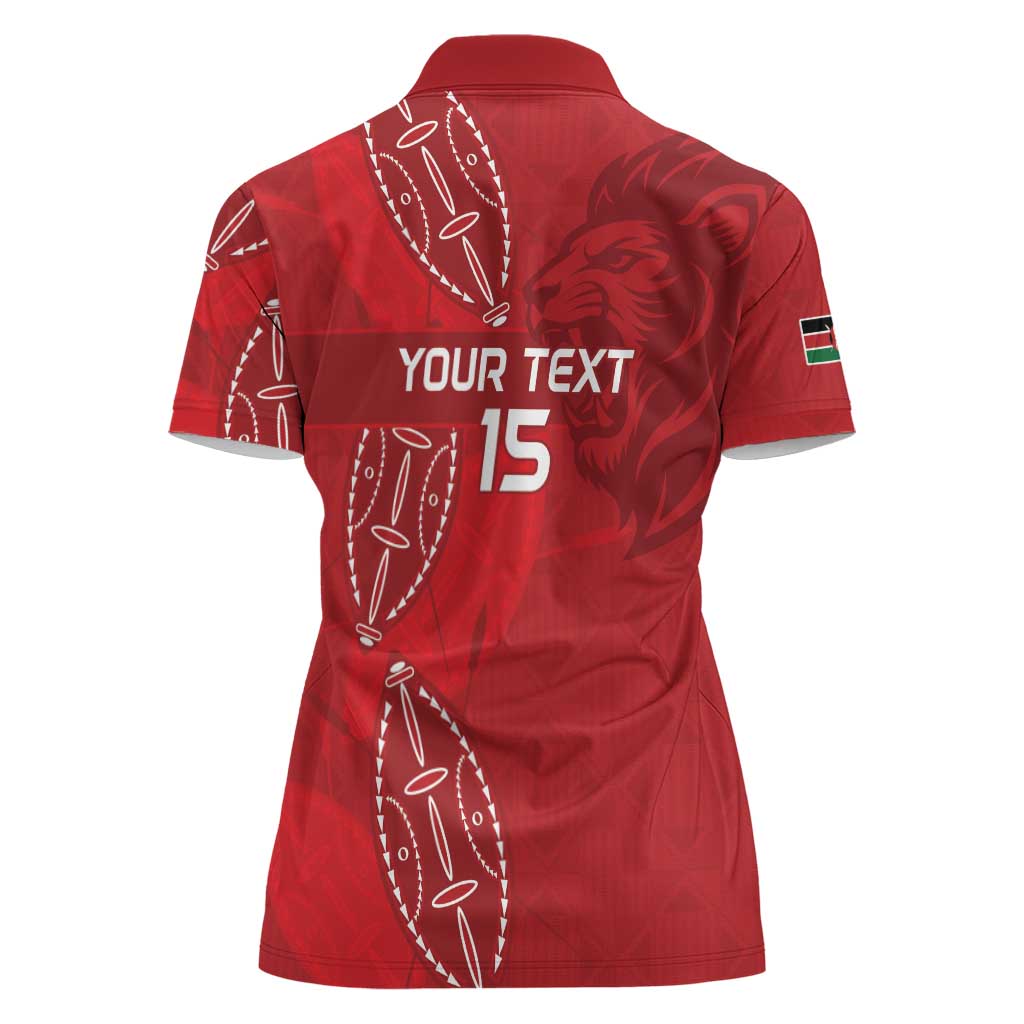 Kenya Rugby Custom Women Polo Shirt Go Champions Simbas - Red Color