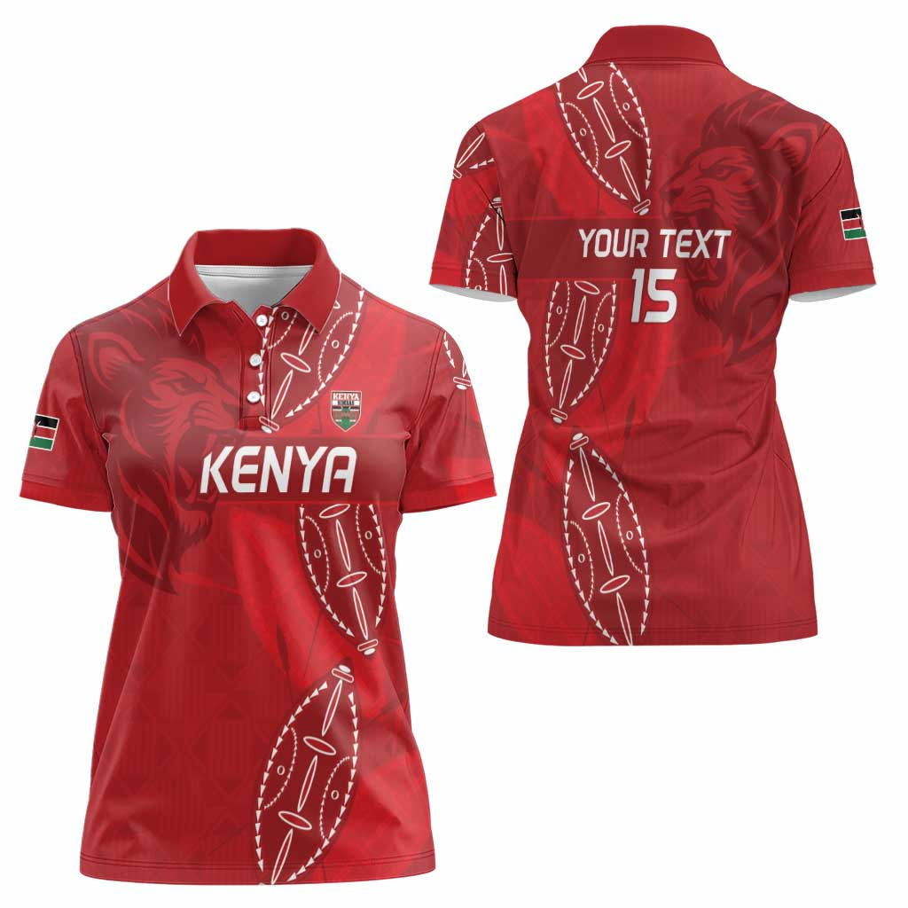 Kenya Rugby Custom Women Polo Shirt Go Champions Simbas - Red Color