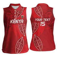 Kenya Rugby Custom Women Sleeveless Polo Shirt Go Champions Simbas - Red Color