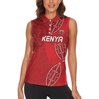 Kenya Rugby Custom Women Sleeveless Polo Shirt Go Champions Simbas - Red Color