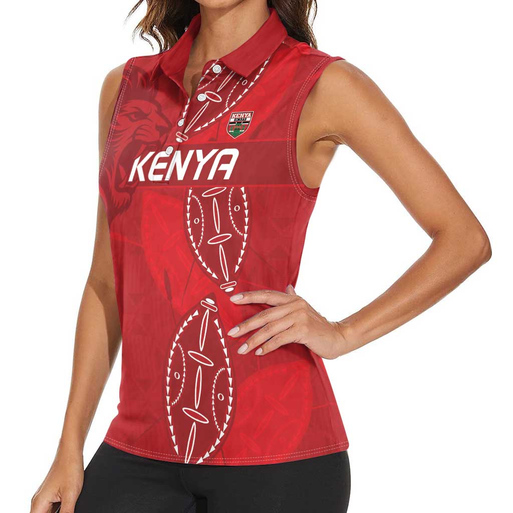 Kenya Rugby Custom Women Sleeveless Polo Shirt Go Champions Simbas - Red Color