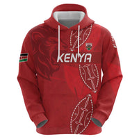 Kenya Rugby Custom Zip Hoodie Go Champions Simbas - Red Color