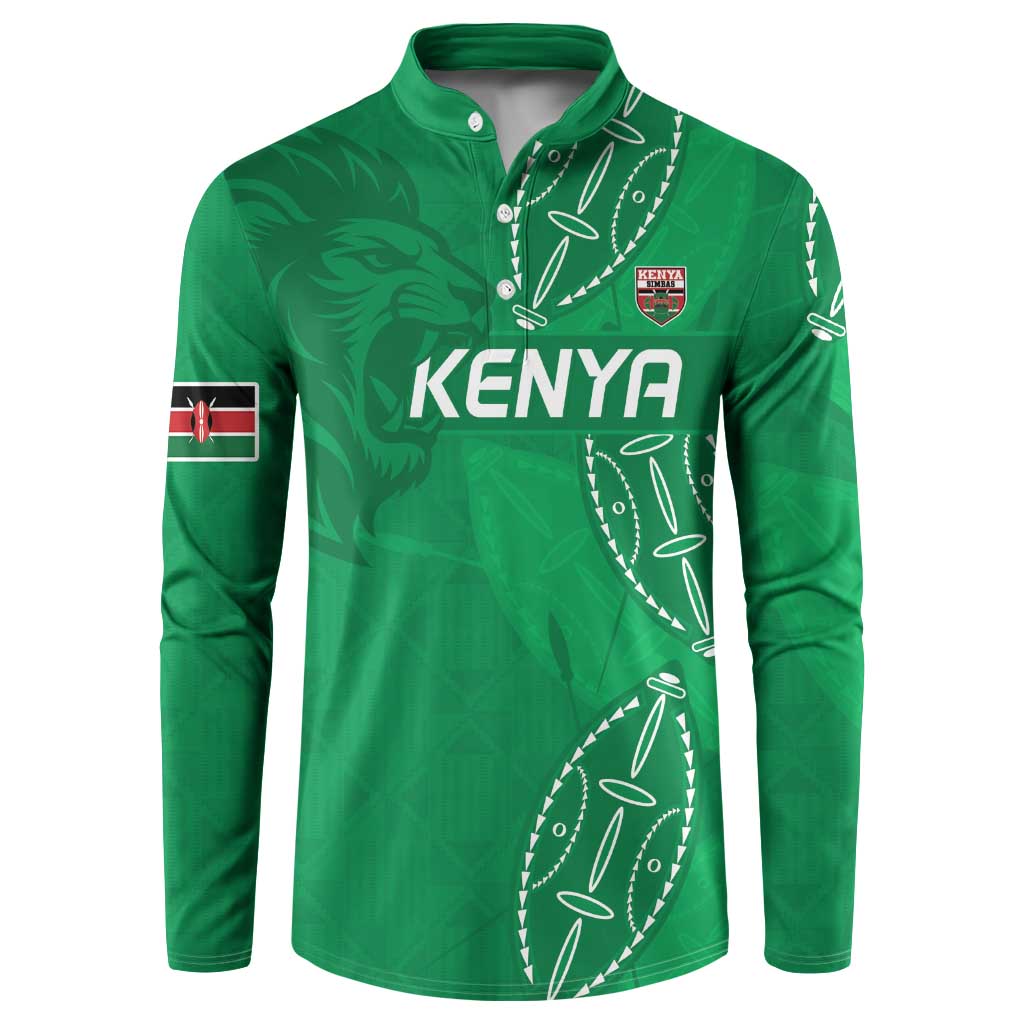 Kenya Rugby Custom Button Sweatshirt Go Champions Simbas - Green Color