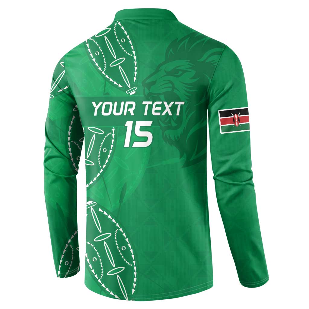 Kenya Rugby Custom Button Sweatshirt Go Champions Simbas - Green Color