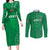 Kenya Rugby Custom Couples Matching Long Sleeve Bodycon Dress and Long Sleeve Button Shirt Go Champions Simbas - Green Color
