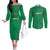 Kenya Rugby Custom Couples Matching Off The Shoulder Long Sleeve Dress and Long Sleeve Button Shirt Go Champions Simbas - Green Color