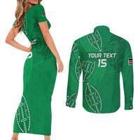 Kenya Rugby Custom Couples Matching Short Sleeve Bodycon Dress and Long Sleeve Button Shirt Go Champions Simbas - Green Color