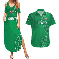 Kenya Rugby Custom Couples Matching Summer Maxi Dress and Hawaiian Shirt Go Champions Simbas - Green Color
