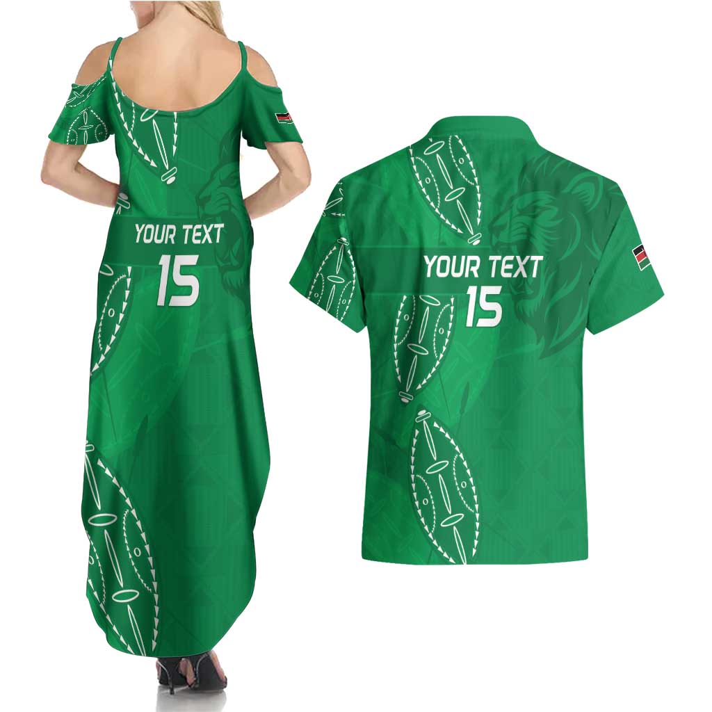 Kenya Rugby Custom Couples Matching Summer Maxi Dress and Hawaiian Shirt Go Champions Simbas - Green Color