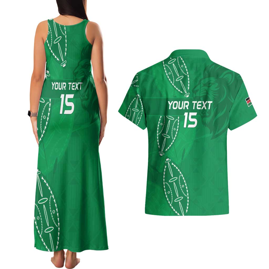 Kenya Rugby Custom Couples Matching Tank Maxi Dress and Hawaiian Shirt Go Champions Simbas - Green Color
