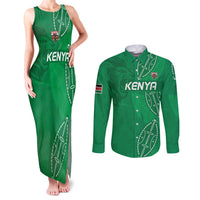 Kenya Rugby Custom Couples Matching Tank Maxi Dress and Long Sleeve Button Shirt Go Champions Simbas - Green Color