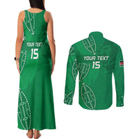 Kenya Rugby Custom Couples Matching Tank Maxi Dress and Long Sleeve Button Shirt Go Champions Simbas - Green Color