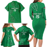Kenya Rugby Custom Family Matching Long Sleeve Bodycon Dress and Hawaiian Shirt Go Champions Simbas - Green Color