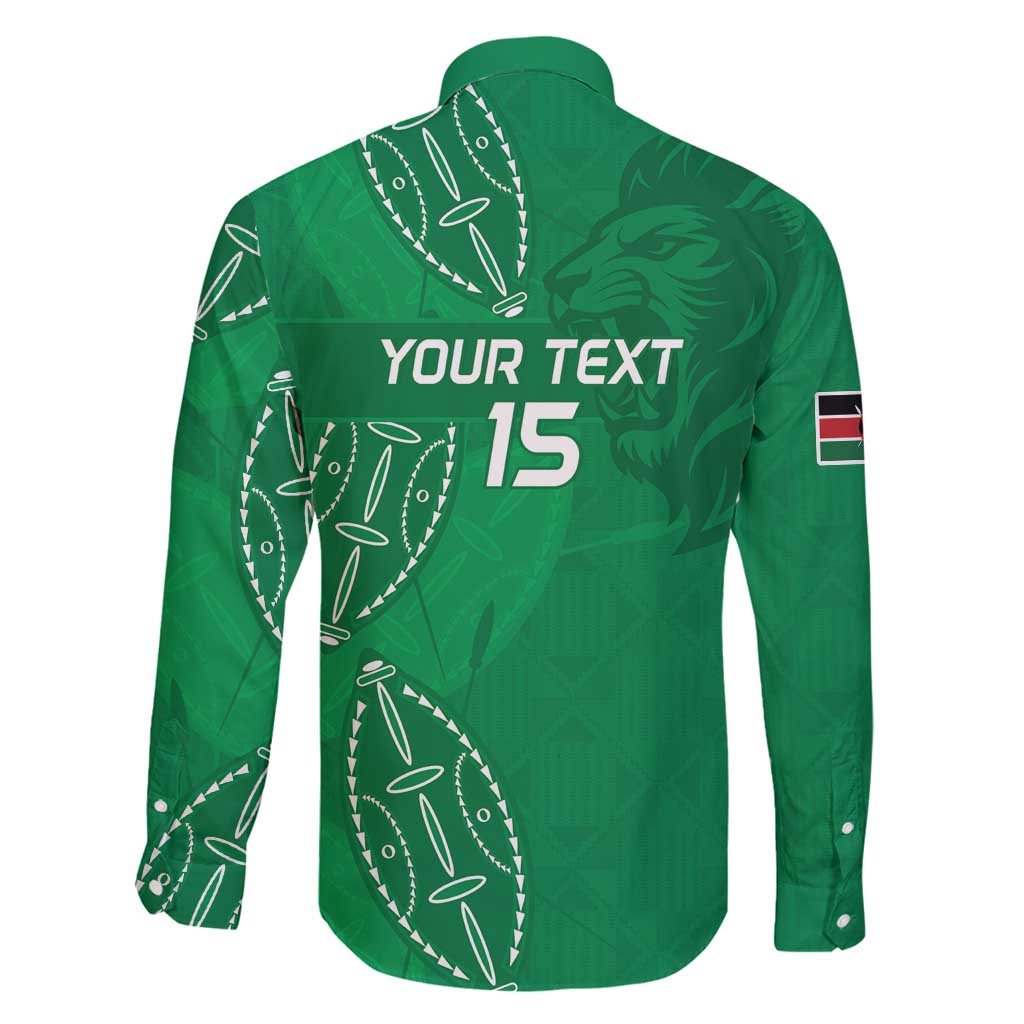 Kenya Rugby Custom Family Matching Long Sleeve Bodycon Dress and Hawaiian Shirt Go Champions Simbas - Green Color