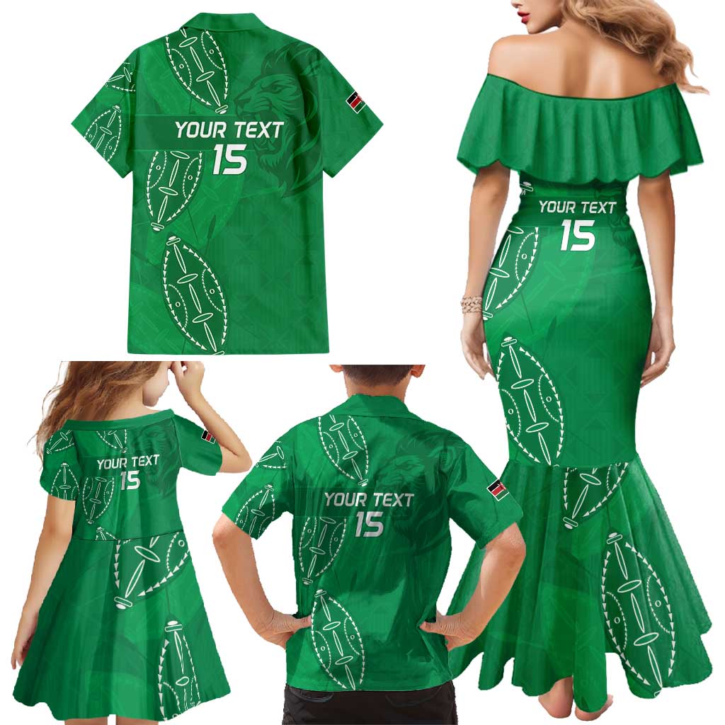 Kenya Rugby Custom Family Matching Mermaid Dress and Hawaiian Shirt Go Champions Simbas - Green Color
