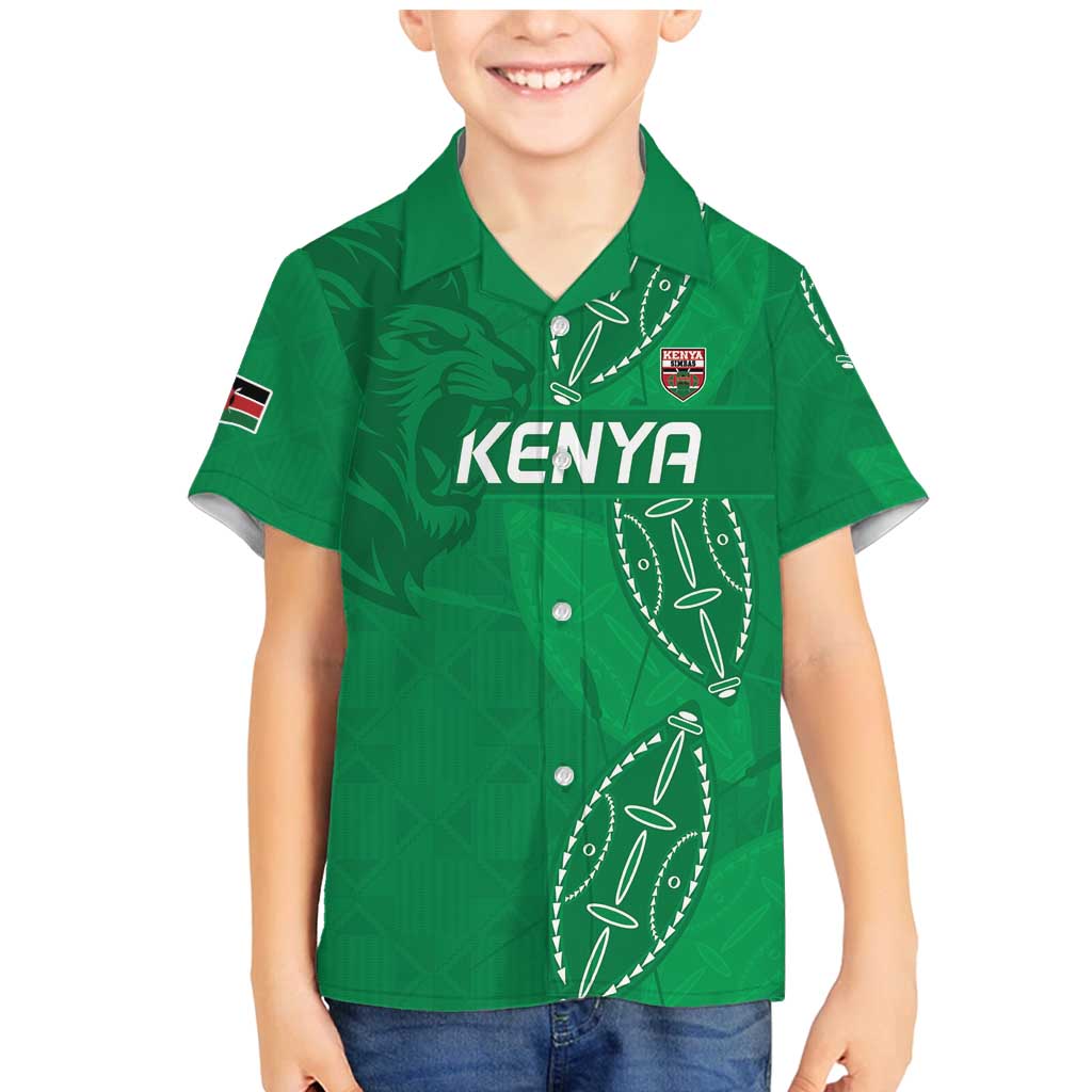 Kenya Rugby Custom Family Matching Mermaid Dress and Hawaiian Shirt Go Champions Simbas - Green Color