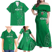 Kenya Rugby Custom Family Matching Off Shoulder Maxi Dress and Hawaiian Shirt Go Champions Simbas - Green Color
