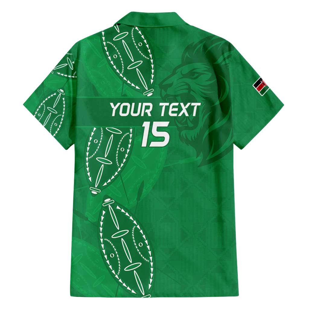 Kenya Rugby Custom Family Matching Off Shoulder Maxi Dress and Hawaiian Shirt Go Champions Simbas - Green Color