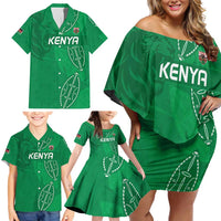 Kenya Rugby Custom Family Matching Off Shoulder Short Dress and Hawaiian Shirt Go Champions Simbas - Green Color