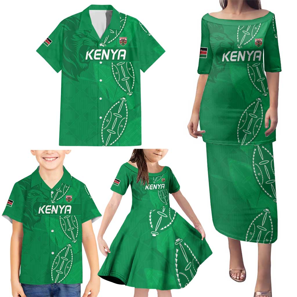 Kenya Rugby Custom Family Matching Puletasi and Hawaiian Shirt Go Champions Simbas - Green Color