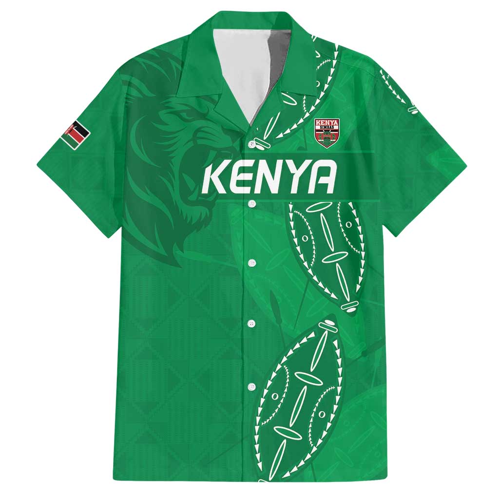Kenya Rugby Custom Family Matching Short Sleeve Bodycon Dress and Hawaiian Shirt Go Champions Simbas - Green Color
