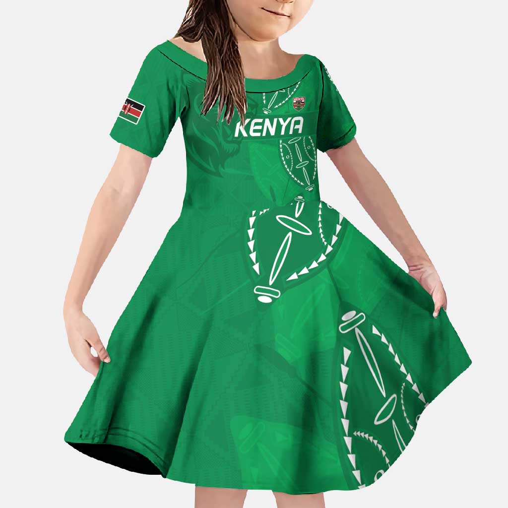 Kenya Rugby Custom Family Matching Summer Maxi Dress and Hawaiian Shirt Go Champions Simbas - Green Color
