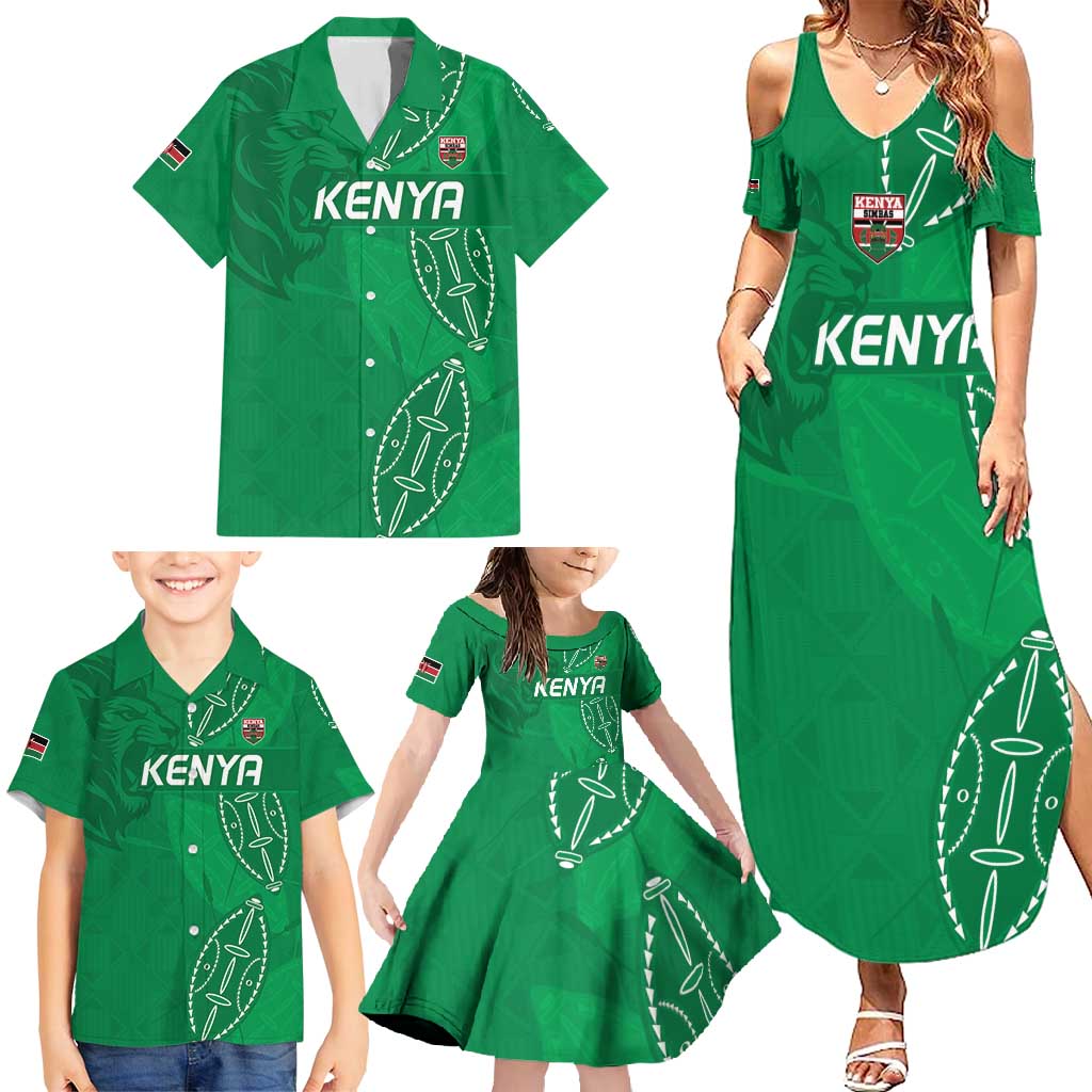 Kenya Rugby Custom Family Matching Summer Maxi Dress and Hawaiian Shirt Go Champions Simbas - Green Color