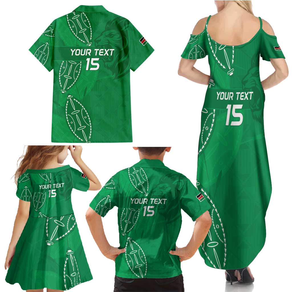 Kenya Rugby Custom Family Matching Summer Maxi Dress and Hawaiian Shirt Go Champions Simbas - Green Color