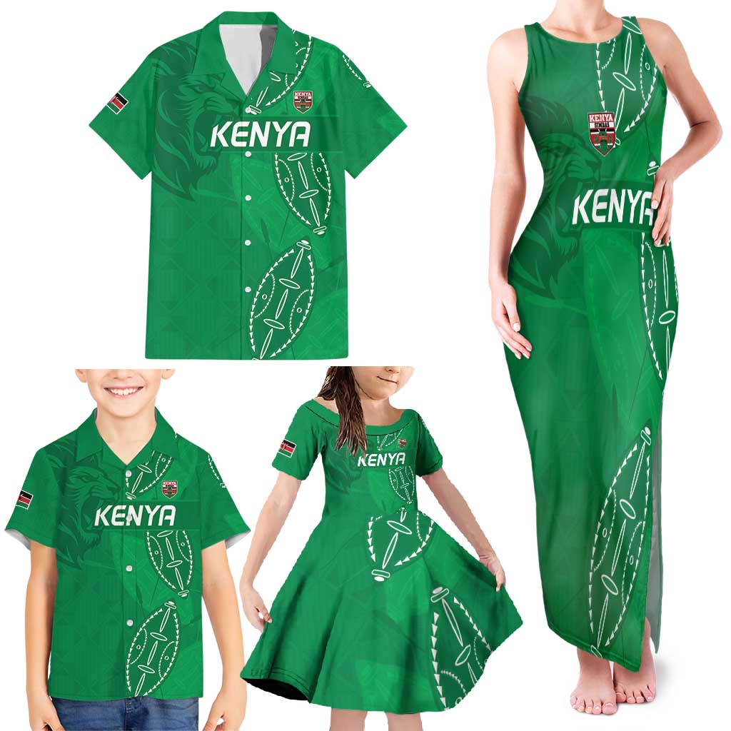 Kenya Rugby Custom Family Matching Tank Maxi Dress and Hawaiian Shirt Go Champions Simbas - Green Color