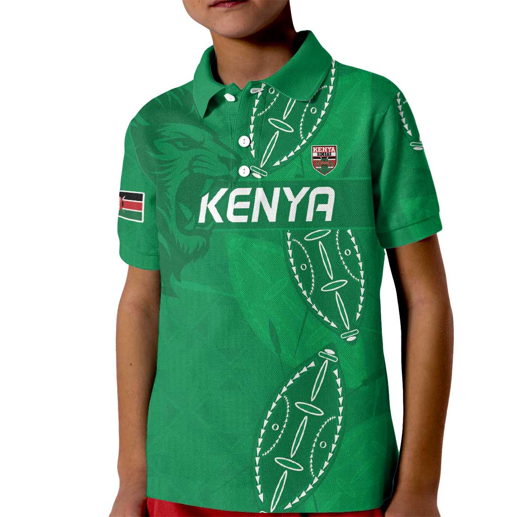 Kenya Rugby Custom Kid Polo Shirt Go Champions Simbas - Green Color