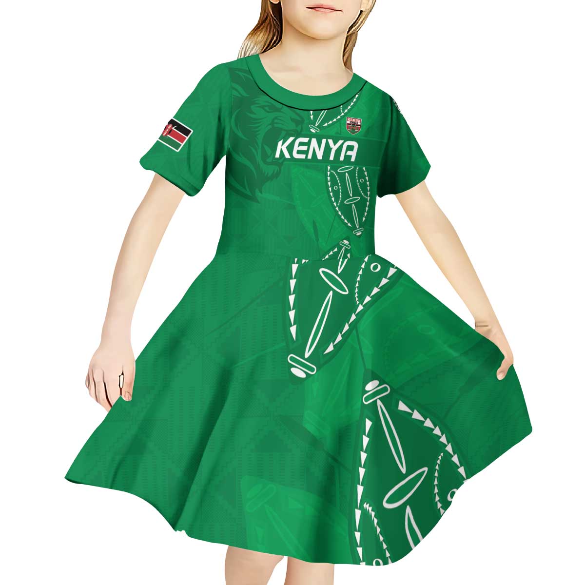 Kenya Rugby Custom Kid Short Sleeve Dress Go Champions Simbas - Green Color