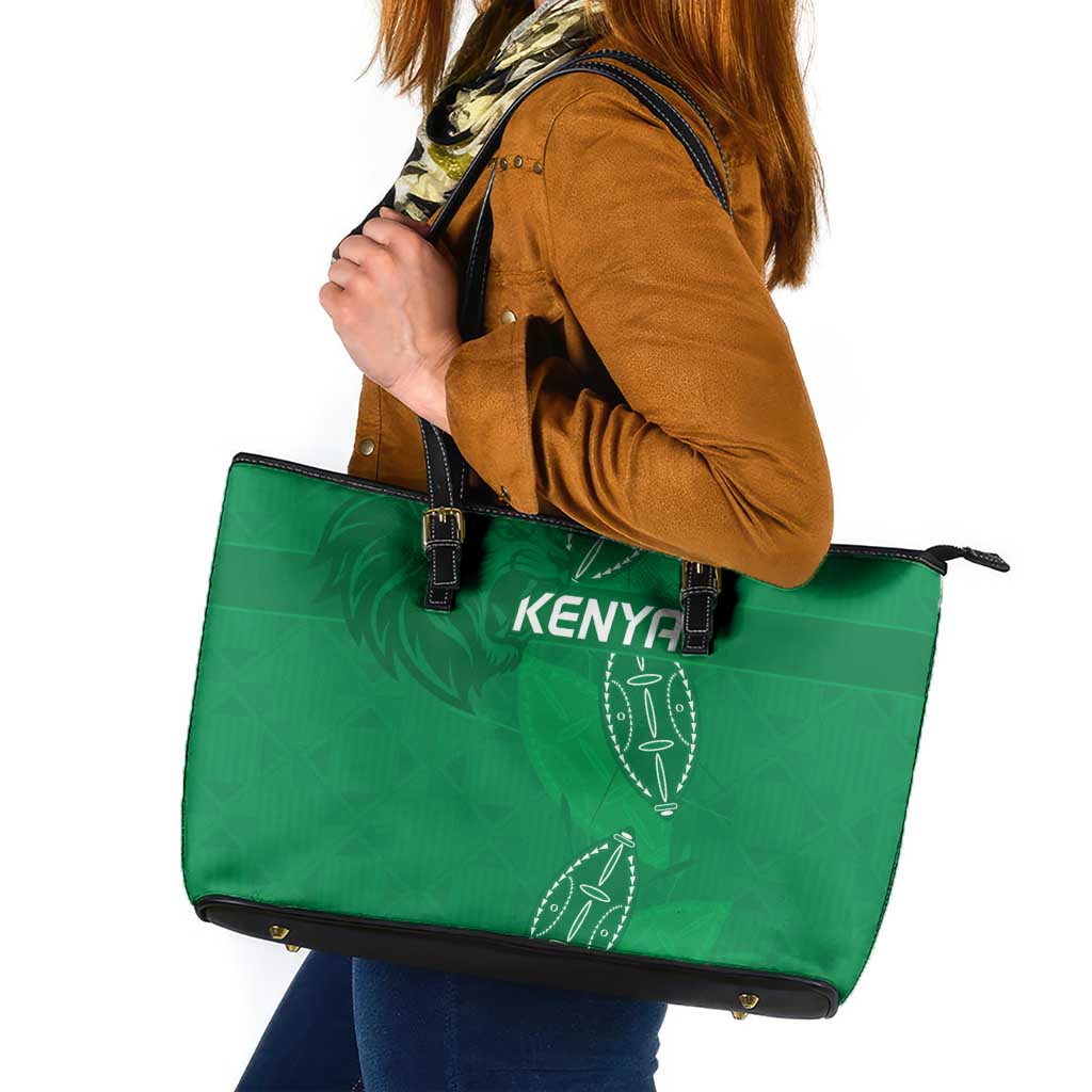 Kenya Rugby Leather Tote Bag Go Champions Simbas - Green Color