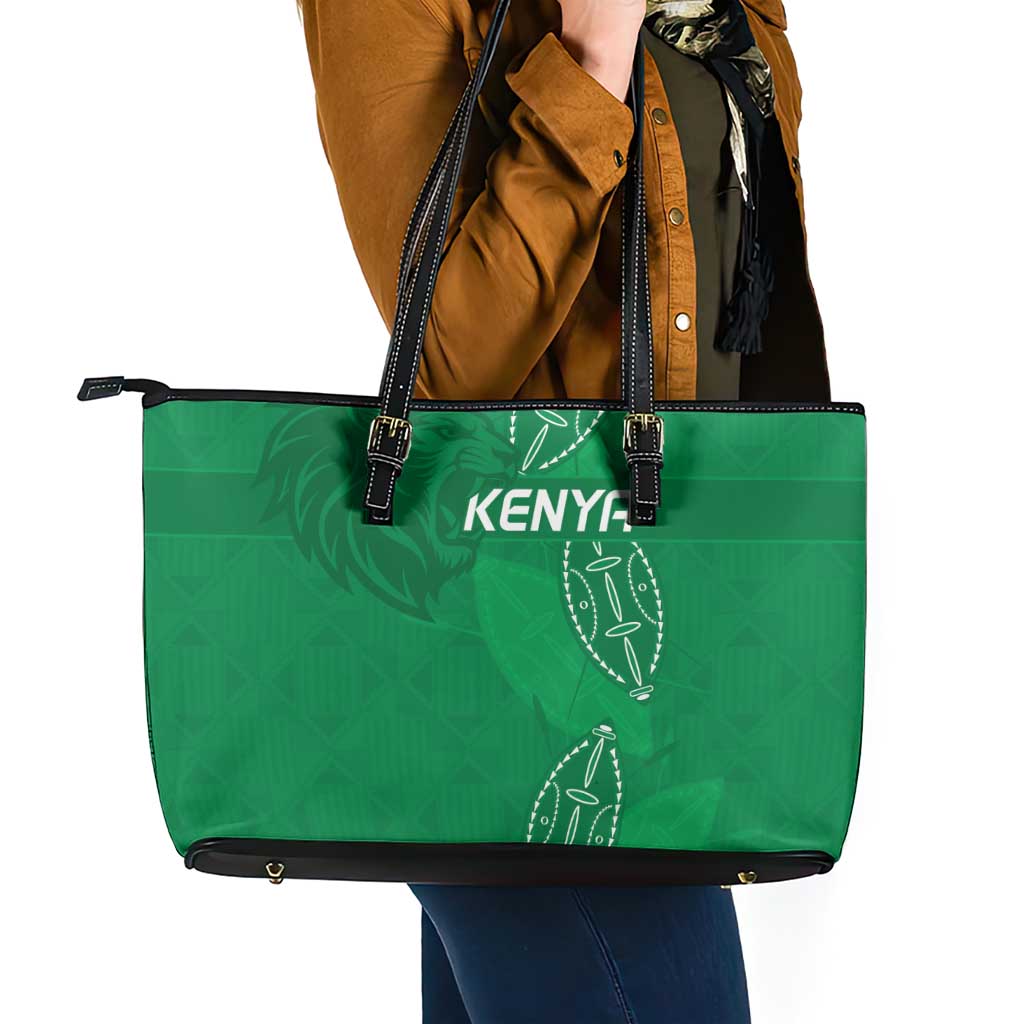 Kenya Rugby Leather Tote Bag Go Champions Simbas - Green Color