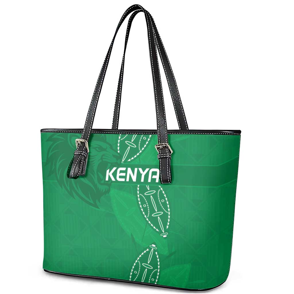Kenya Rugby Leather Tote Bag Go Champions Simbas - Green Color