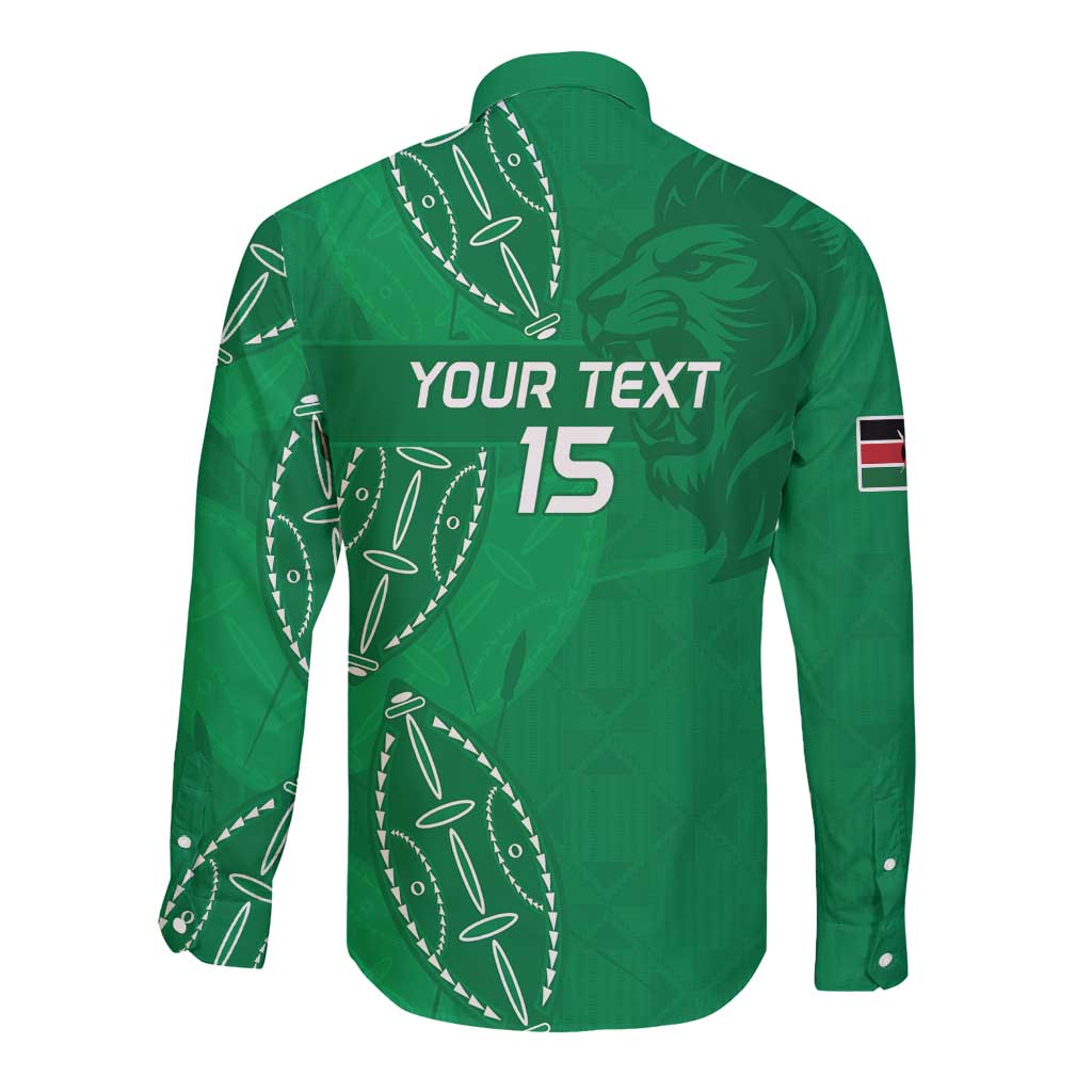 Kenya Rugby Custom Long Sleeve Button Shirt Go Champions Simbas - Green Color