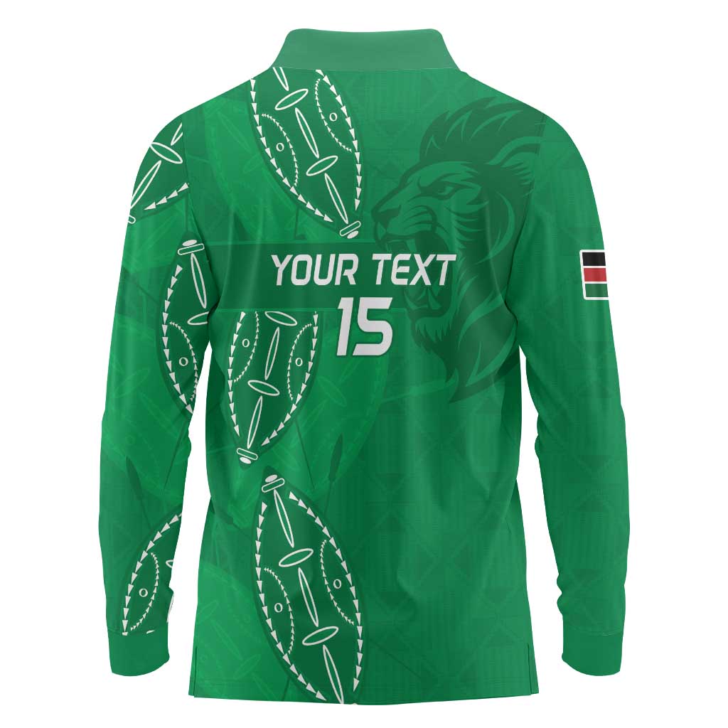 Kenya Rugby Custom Long Sleeve Polo Shirt Go Champions Simbas - Green Color