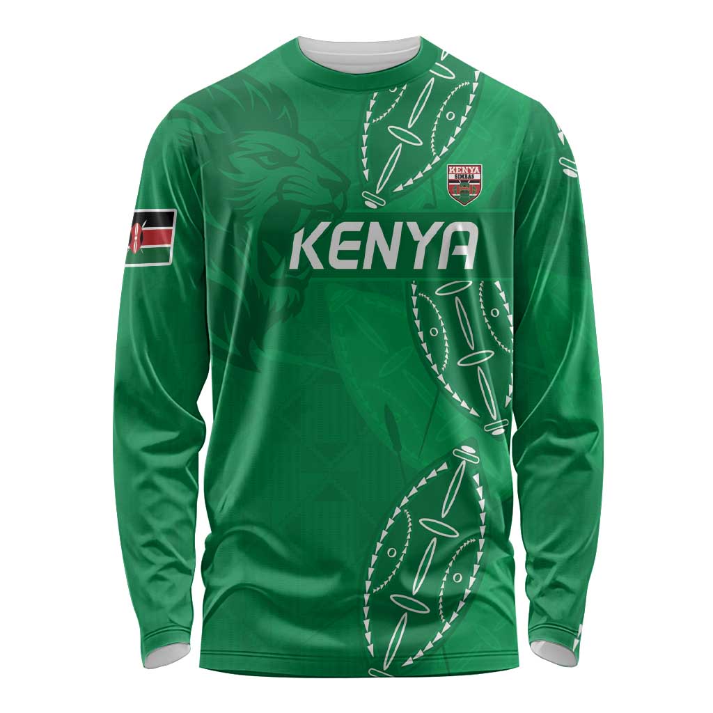Kenya Rugby Custom Long Sleeve Shirt Go Champions Simbas - Green Color