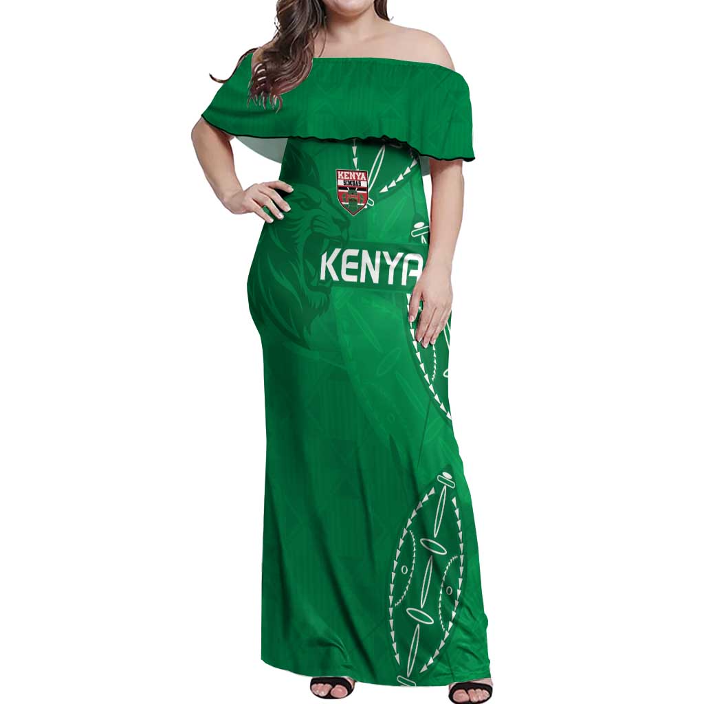Kenya Rugby Custom Off Shoulder Maxi Dress Go Champions Simbas - Green Color