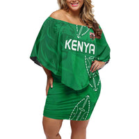 Kenya Rugby Custom Off Shoulder Short Dress Go Champions Simbas - Green Color