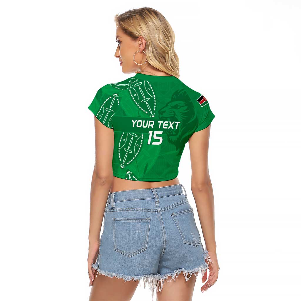 Kenya Rugby Custom Raglan Cropped T Shirt Go Champions Simbas - Green Color