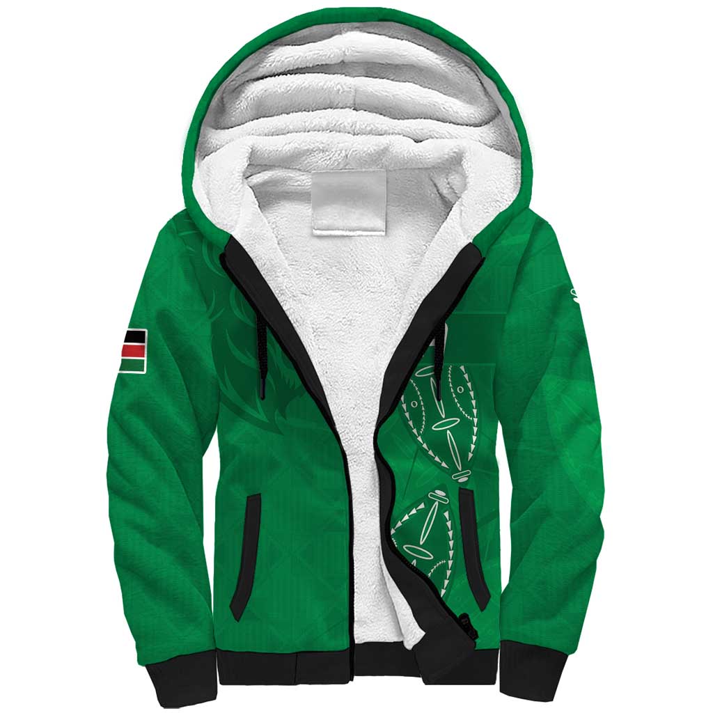 Kenya Rugby Custom Sherpa Hoodie Go Champions Simbas - Green Color